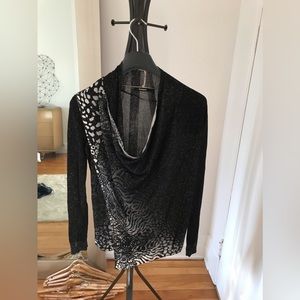 Desigual top. Black and silver leopard print. Size L
